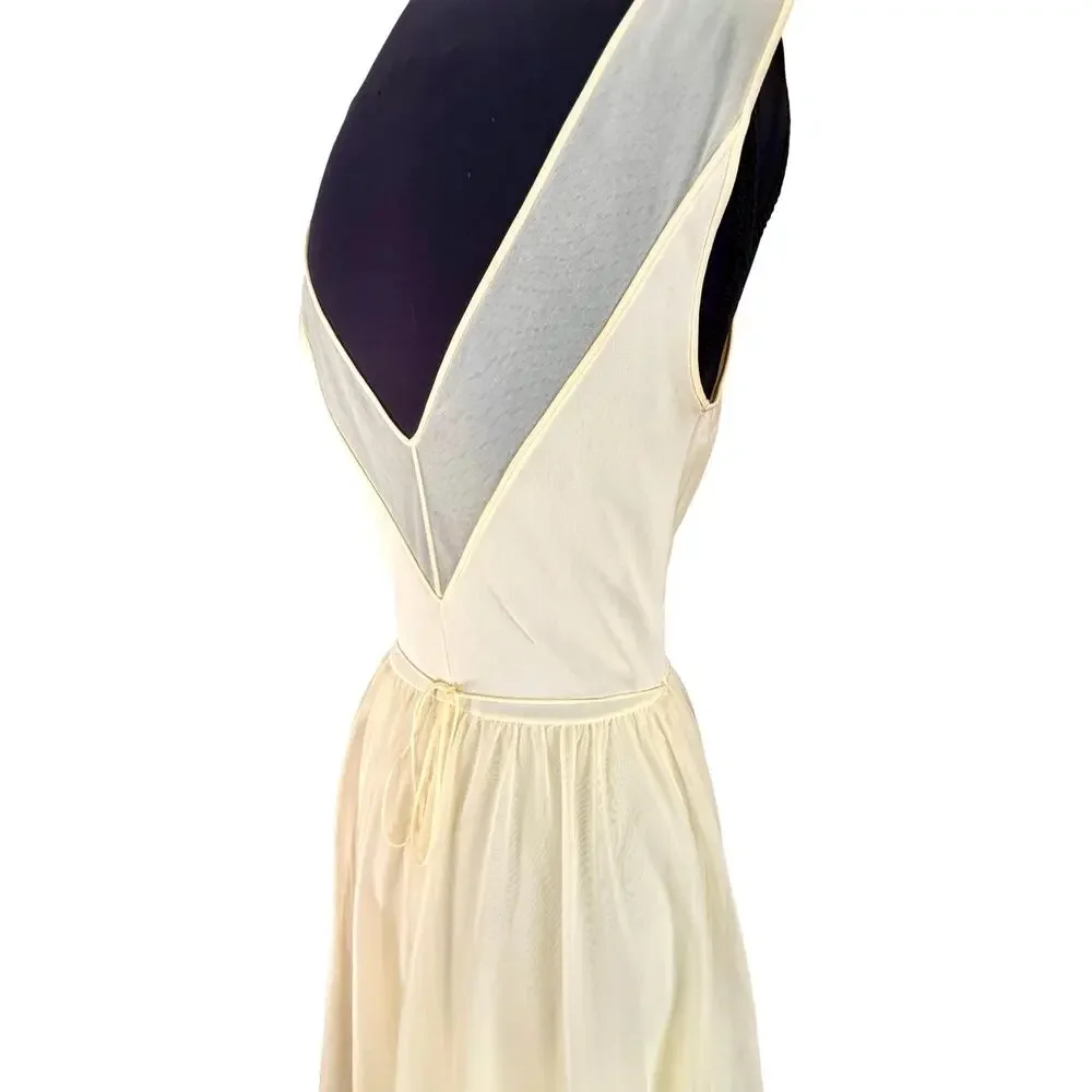 Rare Vintage 1960s Shadowline Butter Yellow Nylon Nightgown Full Skirt XS - Picture 8 of 14